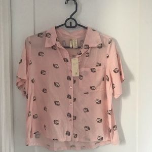 NWT hedgehog cropped blouse